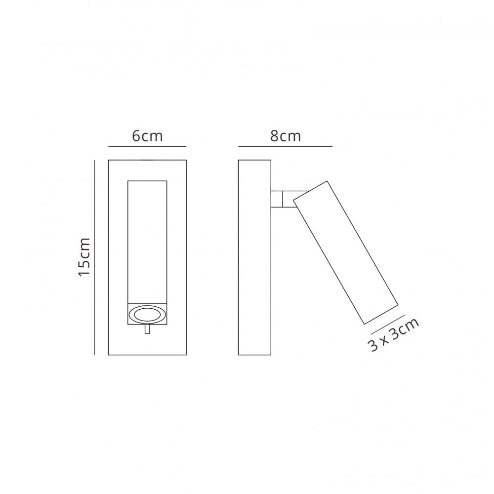 Mantra M6070 Tarifa Wall/Reading Light Adjustable 3W LED Switched White