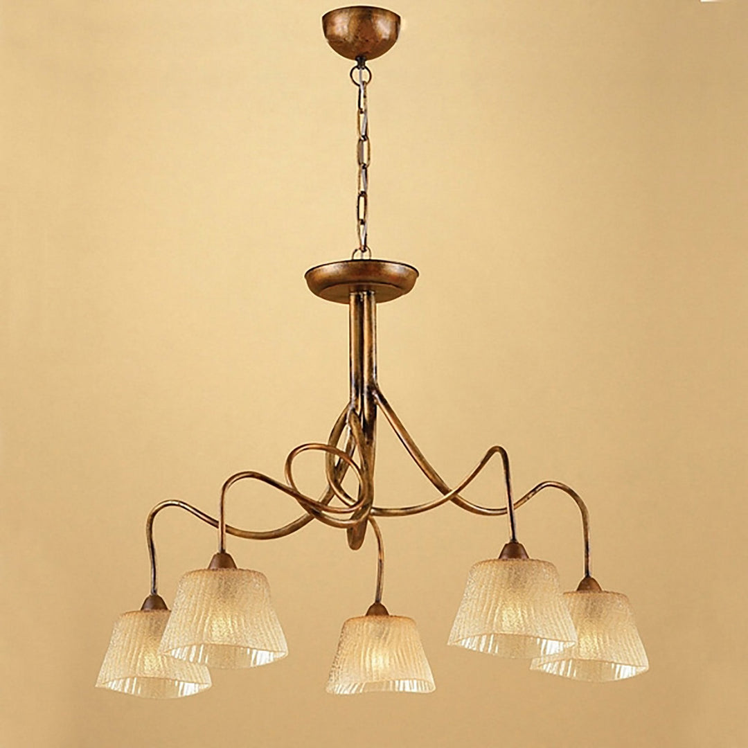 Mantra M39001 Tentacle Pendant 5 Light E14 Rustic Gold