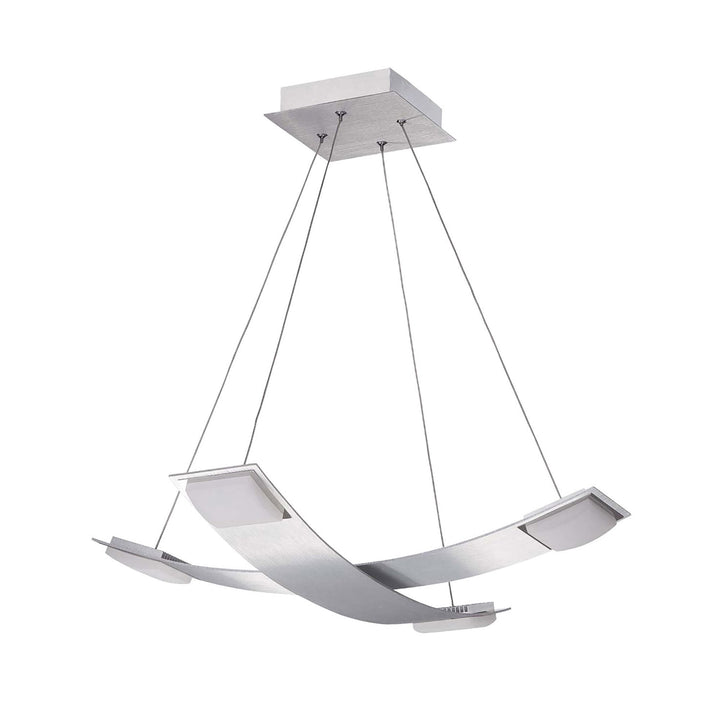 Mantra M8331/1 Thea Square Pendant 4 Light 28W LED Satin Aluminium/Frosted Acrylic