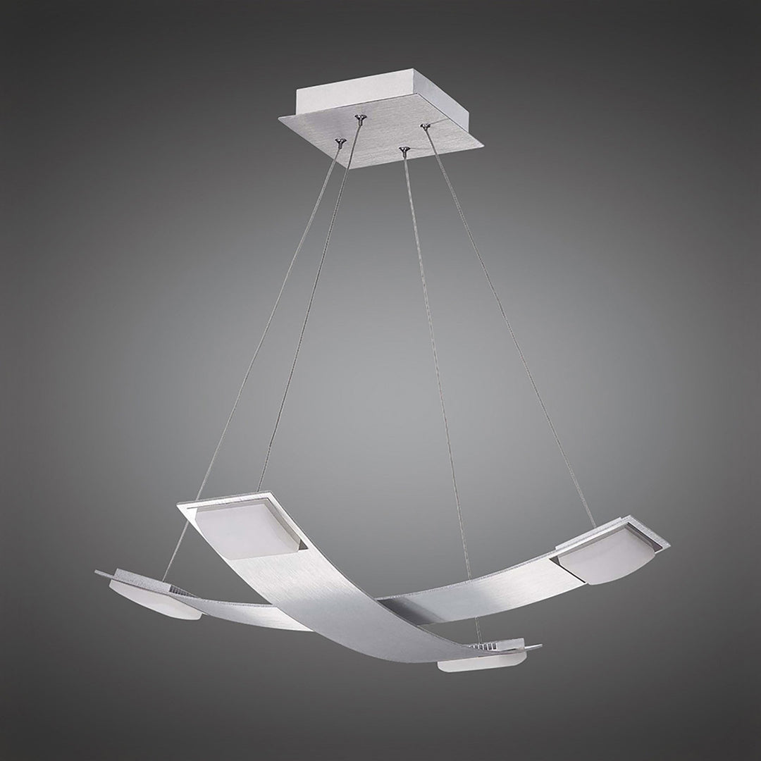 Mantra M8331/1 Thea Square Pendant 4 Light 28W LED Satin Aluminium/Frosted Acrylic