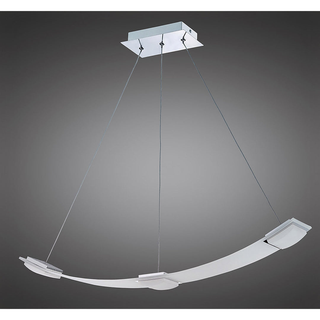 Mantra M8330/1 Thea Linear Pendant 3 Light 21W LED Satin Aluminium Frosted Acrylic