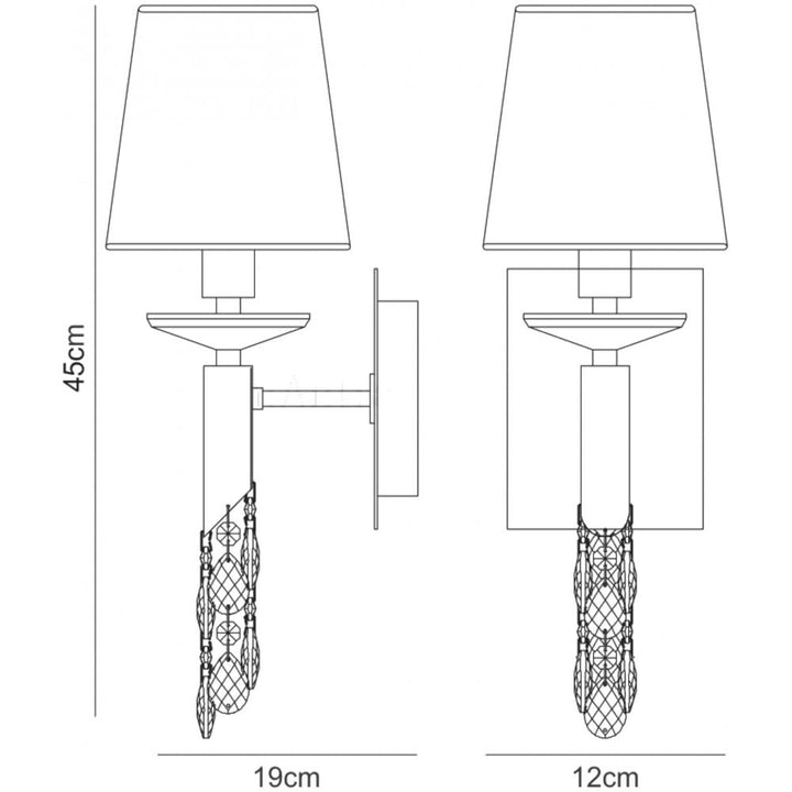 Mantra M3884 Tiffany Wall Lamp 1+1 Light E14 Soft Bronze Shade Antique Brass/Crystal