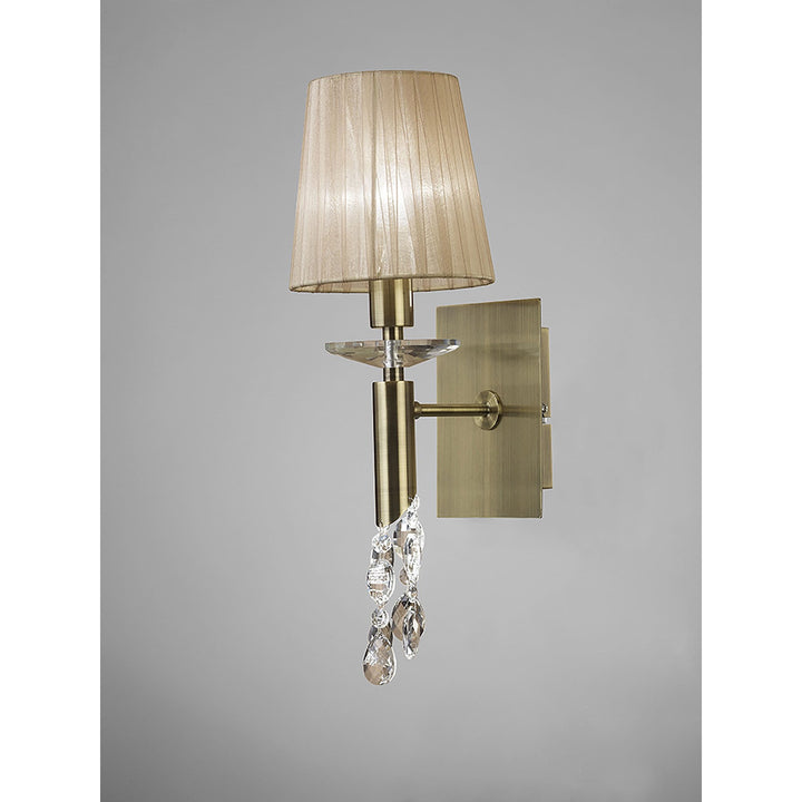 Mantra M3884 Tiffany Wall Lamp 1+1 Light E14 Soft Bronze Shade Antique Brass/Crystal