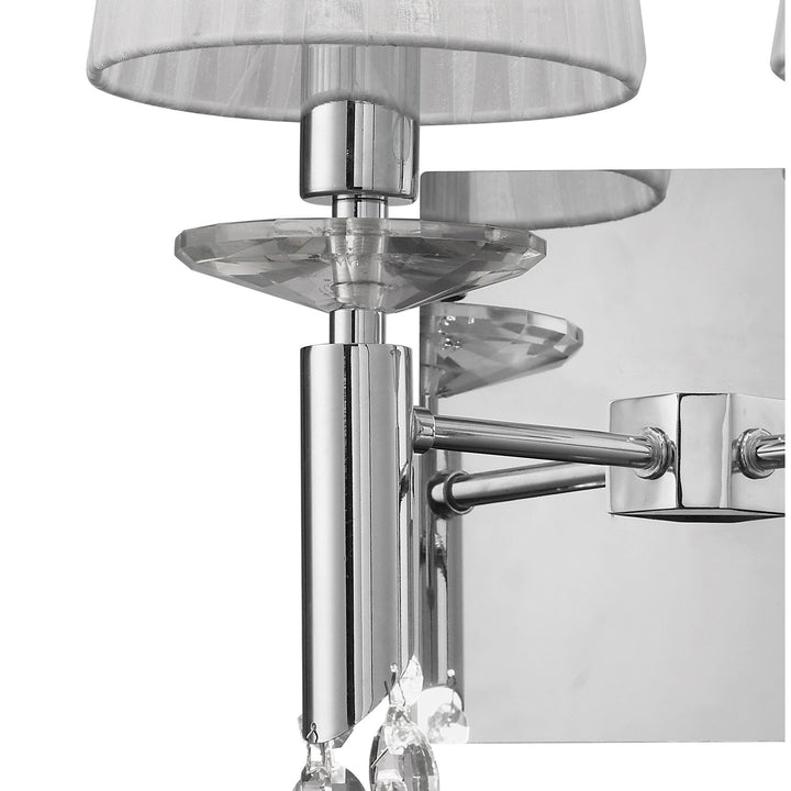 Mantra M3863 Tiffany Wall Lamp 2+2 Light E14 White Shades Polished Chrome/Crystal