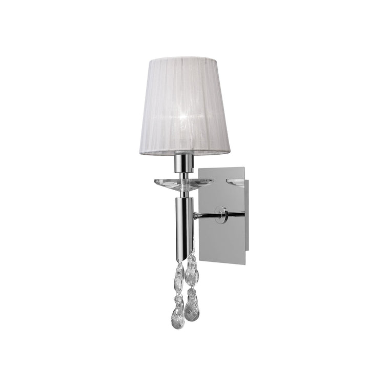 Mantra M3864 Tiffany Wall Lamp 1+1 Light E14 White Shade Polished Chrome/Crystal