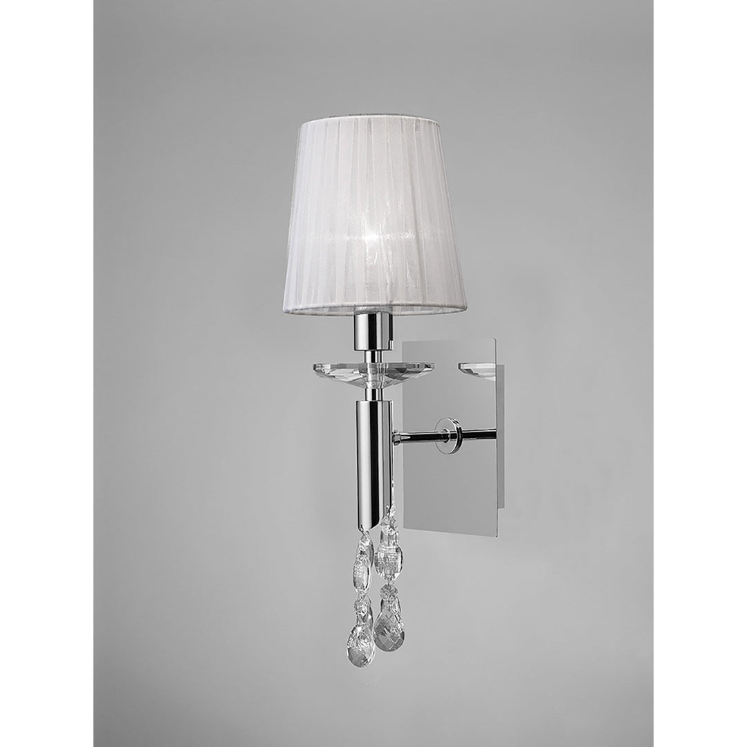 Mantra M3864 Tiffany Wall Lamp 1+1 Light E14 White Shade Polished Chrome/Crystal