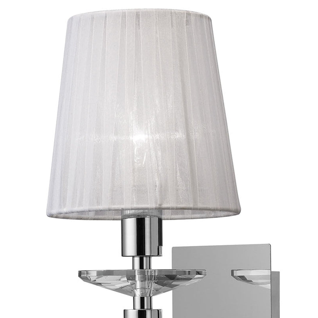 Mantra M3864 Tiffany Wall Lamp 1+1 Light E14 White Shade Polished Chrome/Crystal