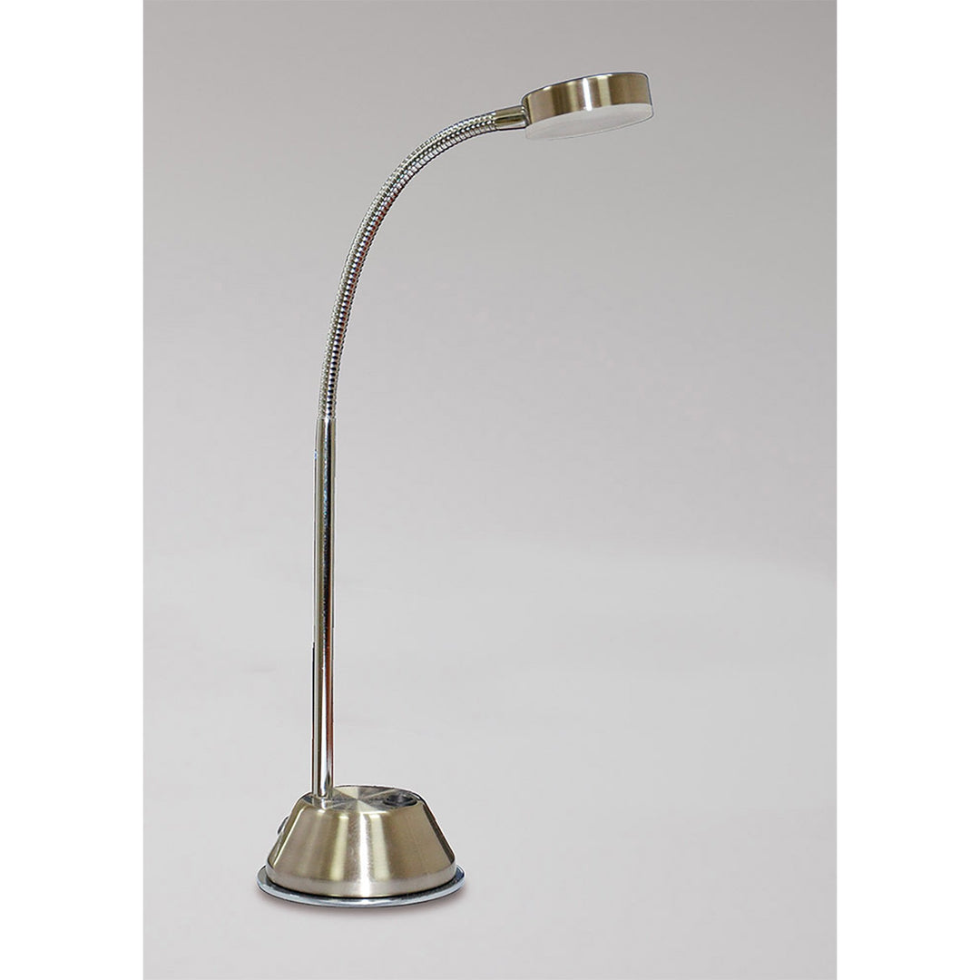 Mantra M8143/1 Tobias Table Lamp 1 Light 3W LED Satin Nickel/Frosted Acrylic/Polished Chrome