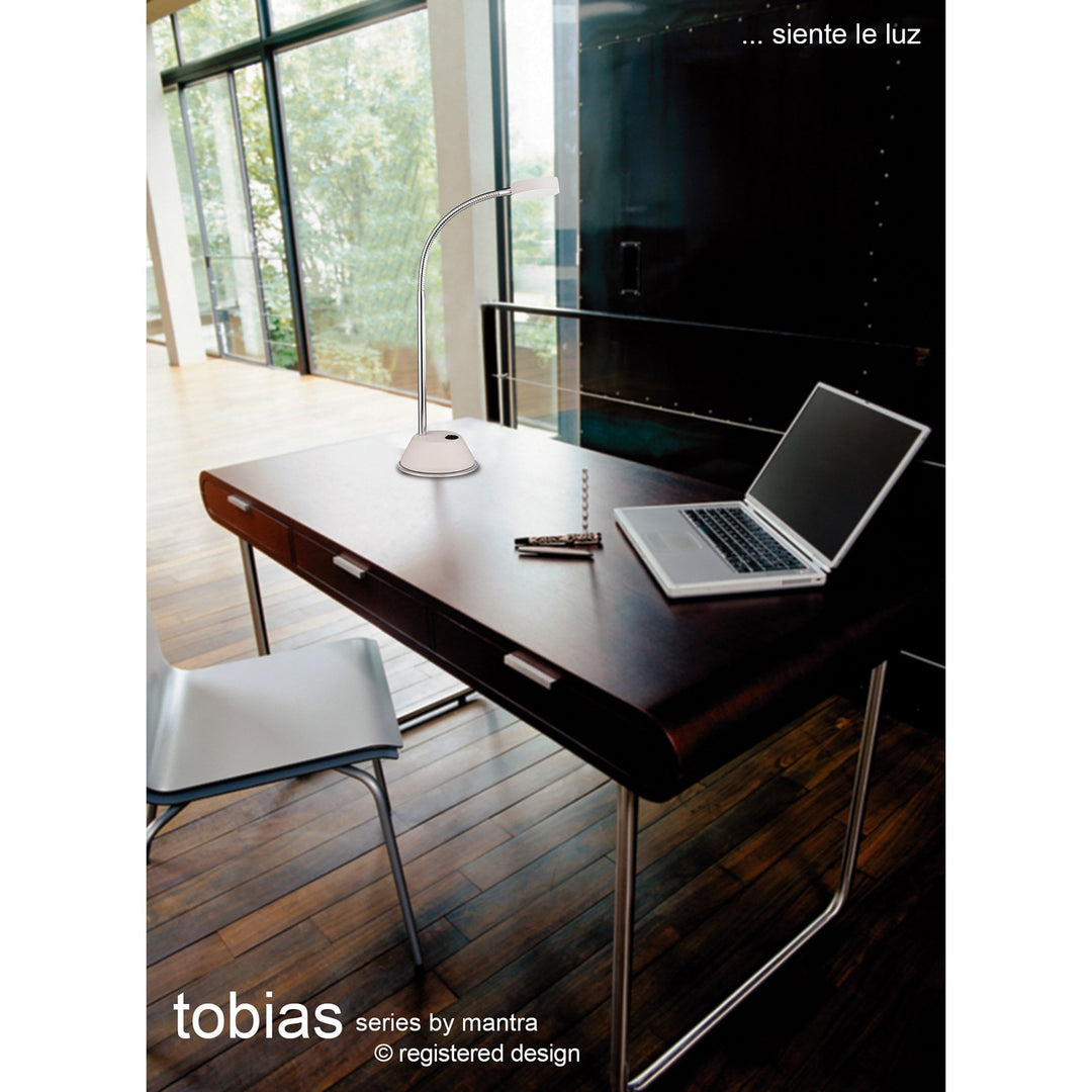 Mantra M8141/1 Tobias Table Lamp 1 Light 3W LED Matt Black/Frosted Acrylic/Polished Chrome