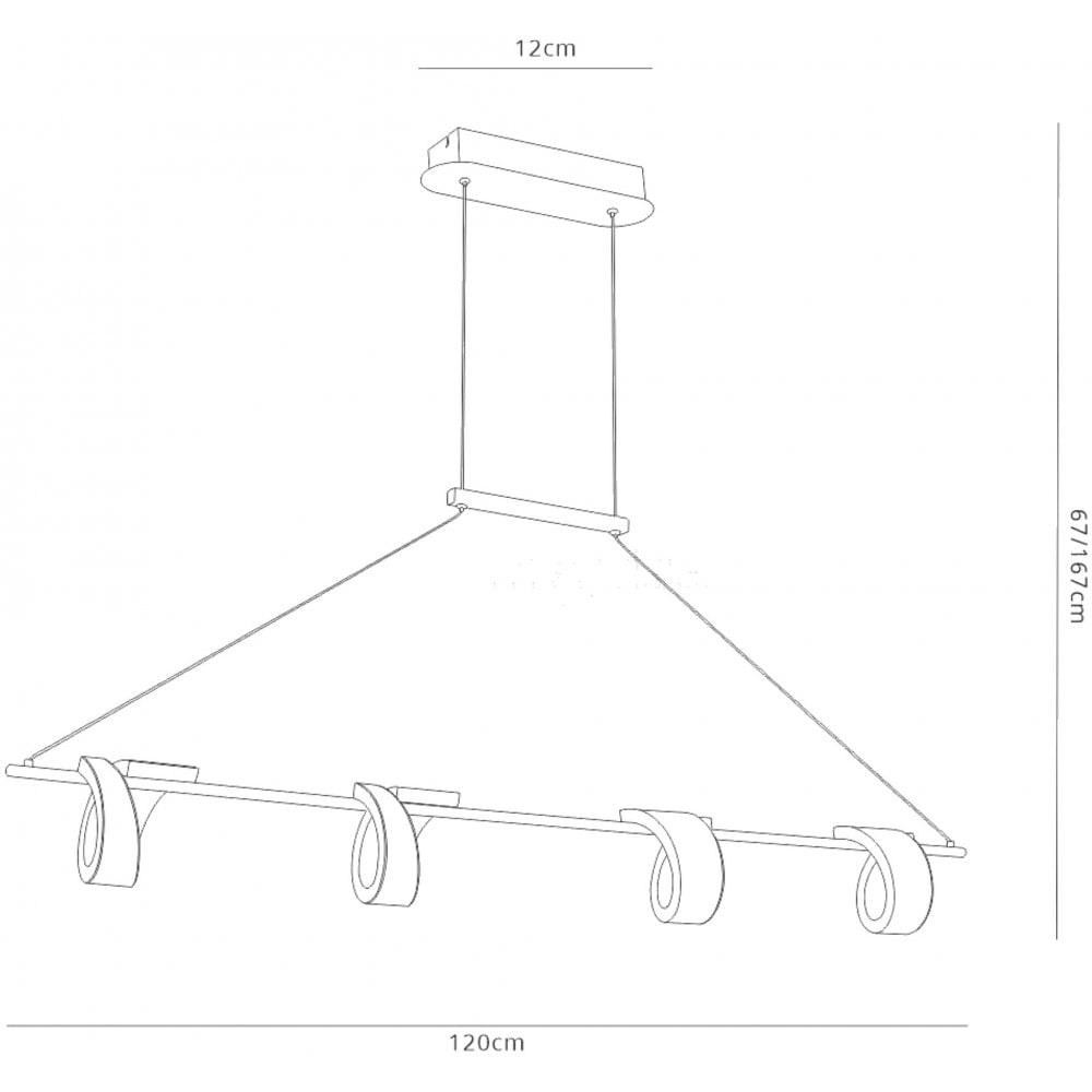 Mantra M6650 Tsunami 4 Light Linear Pendant 48W LED Sand White