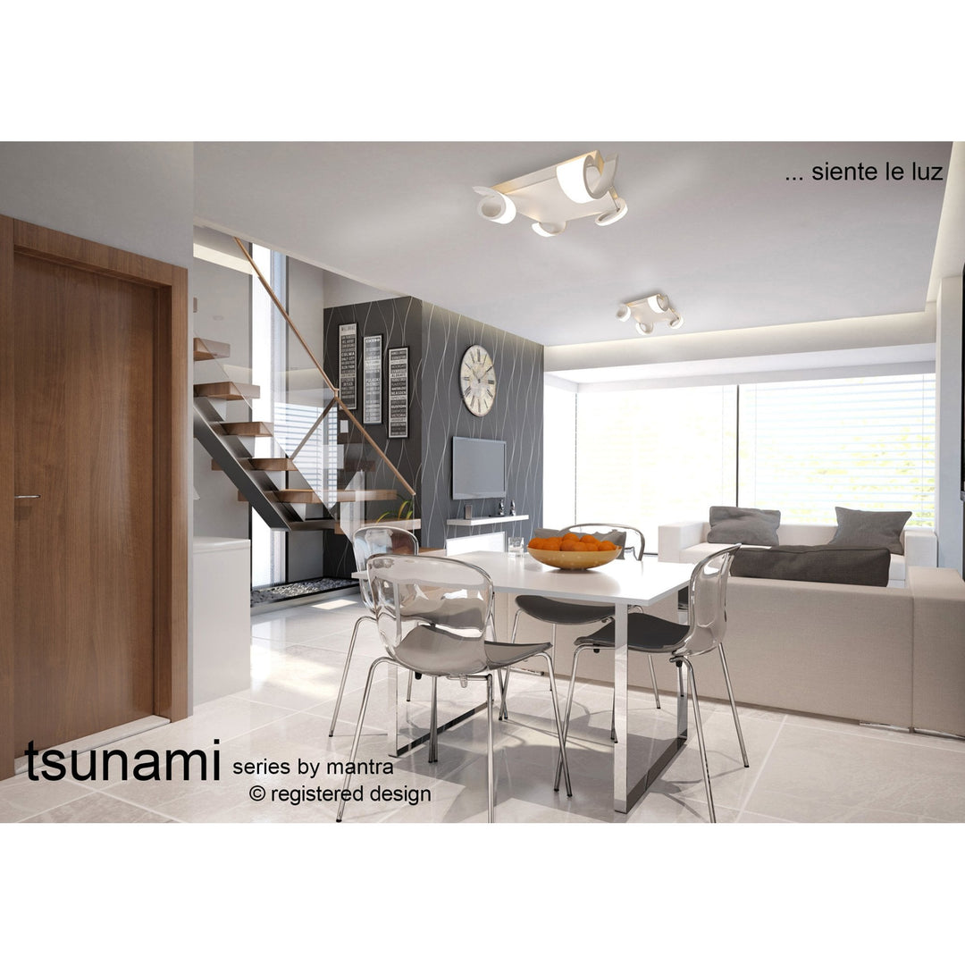 Mantra M6650 Tsunami 4 Light Linear Pendant 48W LED Sand White