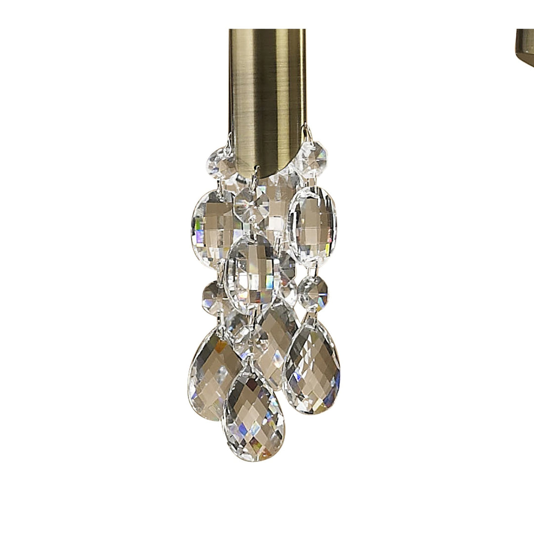 Mantra M3870 Tiffany Pendant 2 Tier 12+12 Light Antique Brass Cream Shades & Clear Crystal