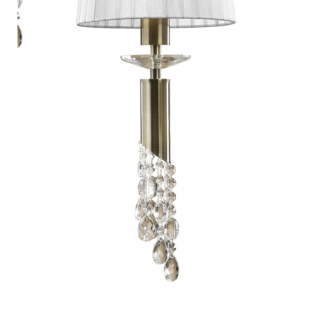 Mantra M3877 Tiffany Pendant 5+5 Light Spiral Antique Brass White Shades & Clear Crystal