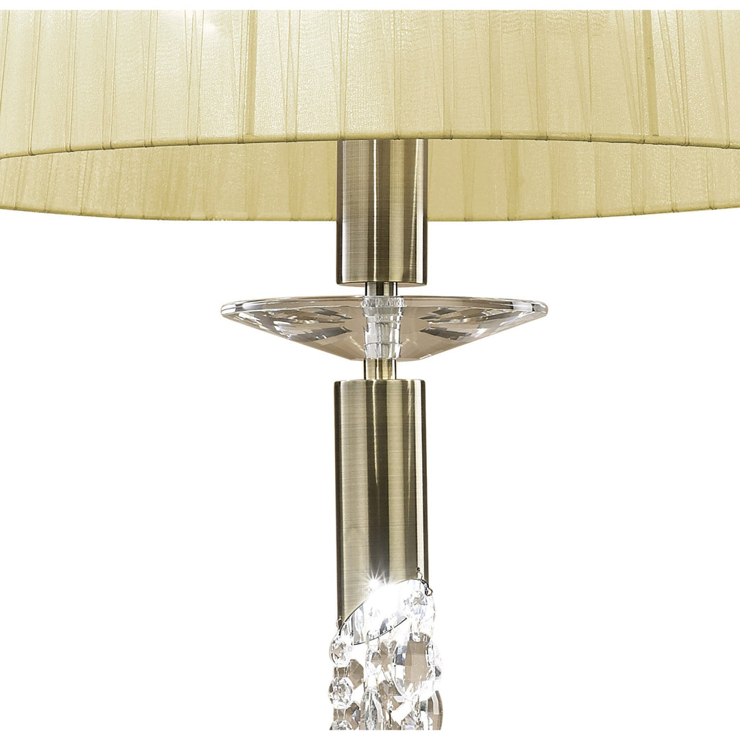 Mantra M3878 Tiffany Pendant 3+1 Light Antique Brass Cream Shade & Clear Crystal