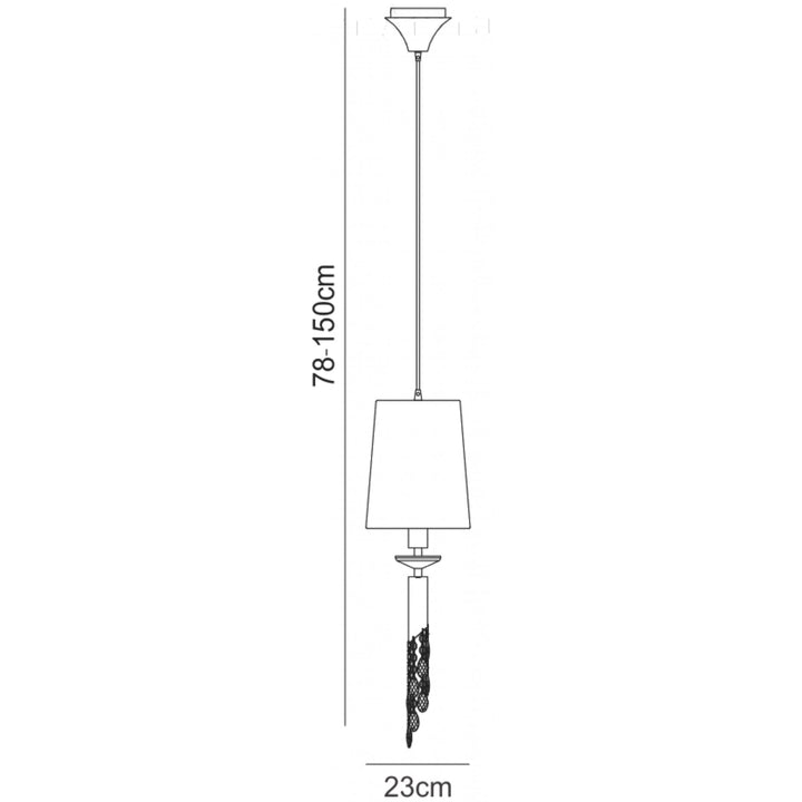 Mantra M3881 Tiffany Pendant 1+1 Light Antique Brass Cream Shade & Clear Crystal