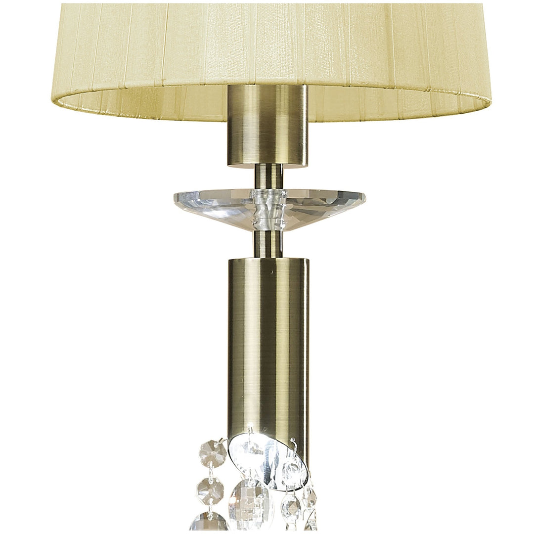 Mantra M3881 Tiffany Pendant 1+1 Light Antique Brass Cream Shade & Clear Crystal