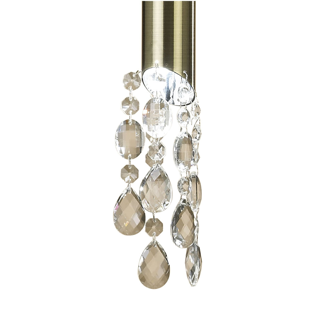 Mantra M3881 Tiffany Pendant 1+1 Light Antique Brass Cream Shade & Clear Crystal