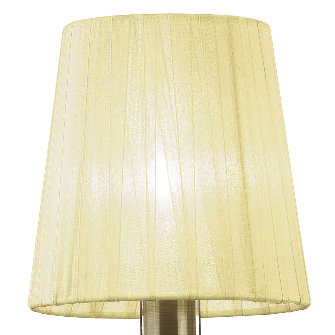 Mantra M3883S Tiffany Wall Lamp Switched 2+2 Light Antique Brass Cream Shades & Clear Crystal