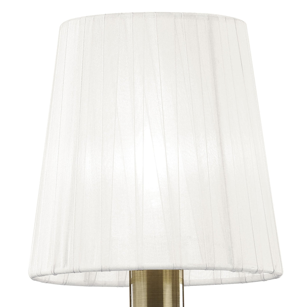 Mantra M3883S Tiffany Wall Lamp Switched 2+2 Light Antique Brass White Shades & Clear Crystal