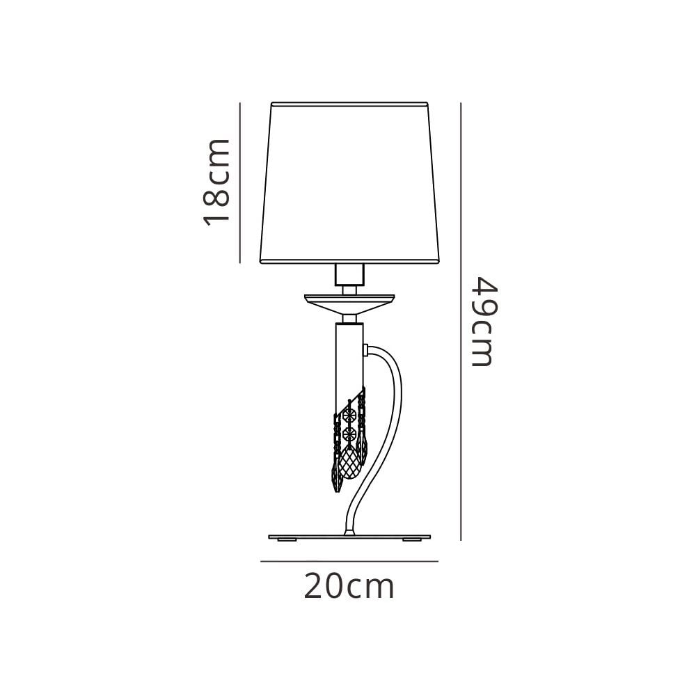 Mantra M3888 Tiffany Table Lamp 1+1 Light Antique Brass Cream Shade & Clear Crystal