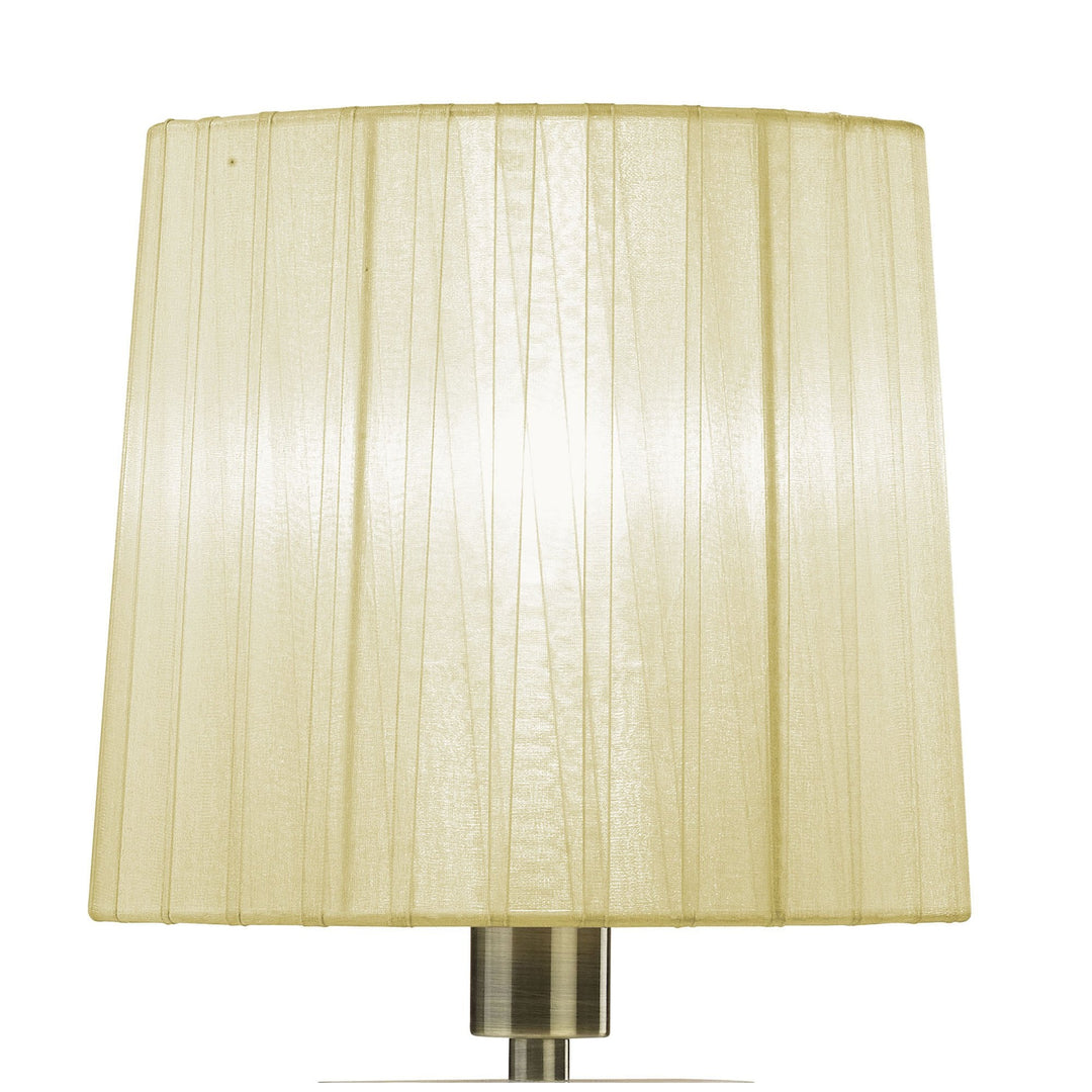 Mantra M3888 Tiffany Table Lamp 1+1 Light Antique Brass Cream Shade & Clear Crystal