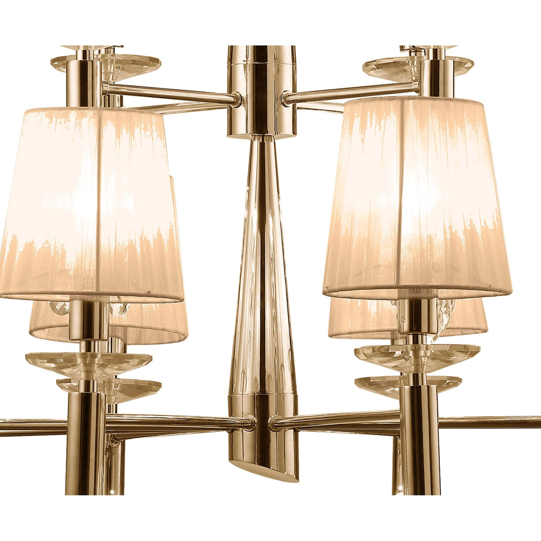 Mantra M3850FG/SBS Tiffany Pendant 2 Tier 12+12 Light E14+G9 French Gold Soft Bronze Shades & Clear Crystal