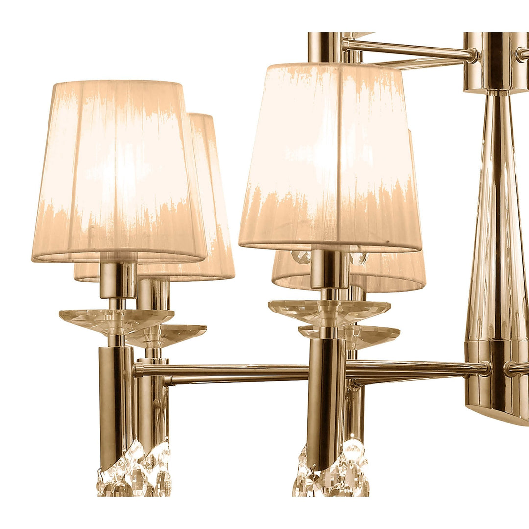 Mantra M3850FG/SBS Tiffany Pendant 2 Tier 12+12 Light E14+G9 French Gold Soft Bronze Shades & Clear Crystal