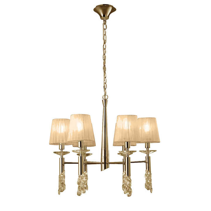 Mantra M3851FG/SBS Tiffany Pendant 6+6 Light E14+G9 French Gold Soft Bronze Shades & Clear Crystal