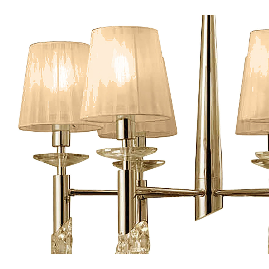 Mantra M3851FG/SBS Tiffany Pendant 6+6 Light E14+G9 French Gold Soft Bronze Shades & Clear Crystal