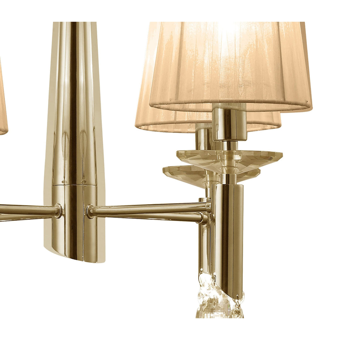 Mantra M3852FG/SBS Tiffany Pendant 4+4 Light E14+G9 French Gold Soft Bronze Shades & Clear Crystal