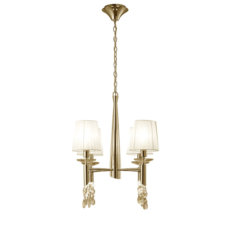 Mantra M3852FG/WS Tiffany Pendant 4+4 Light E14+G9 French Gold White Shades & Clear Crystal