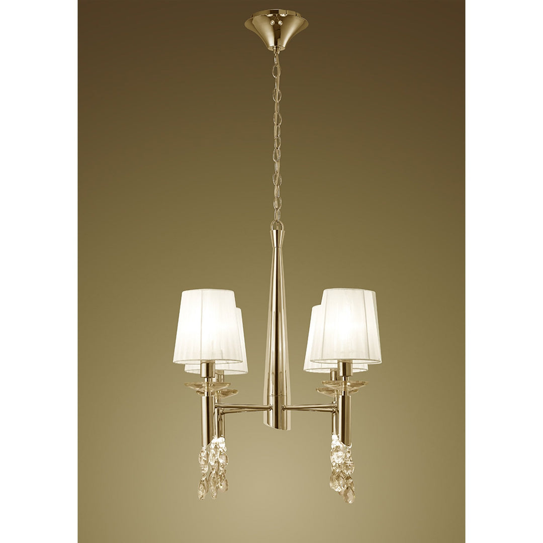 Mantra M3852FG/WS Tiffany Pendant 4+4 Light E14+G9 French Gold White Shades & Clear Crystal