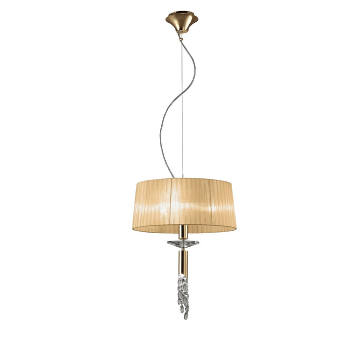 Mantra M3858FG/SBS Tiffany Pendant 3+1 Light E27+G9 French Gold Soft Bronze Shade & Clear Crystal