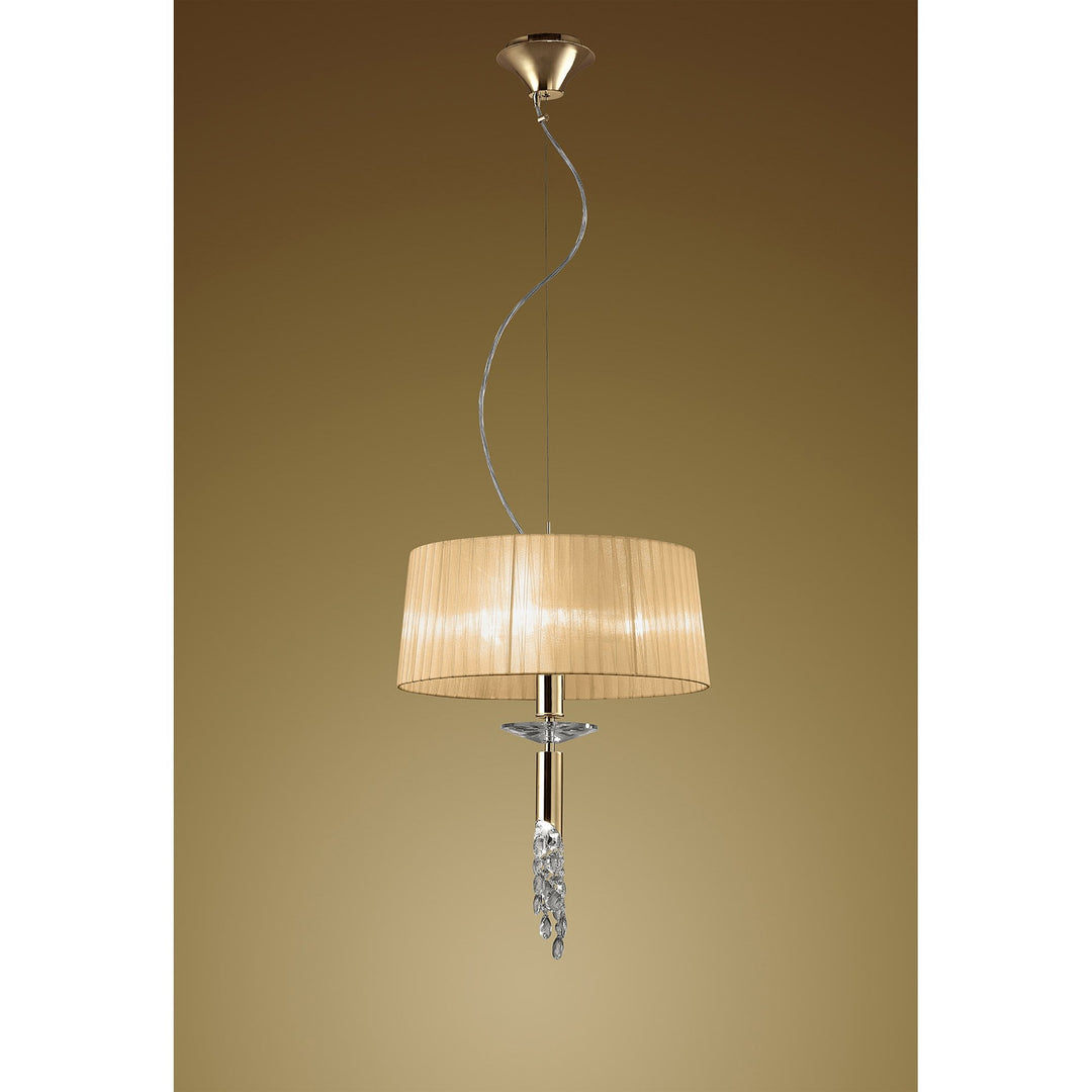 Mantra M3858FG/SBS Tiffany Pendant 3+1 Light E27+G9 French Gold Soft Bronze Shade & Clear Crystal