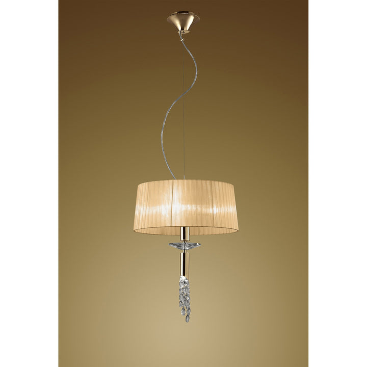 Mantra M3858FG/SBS Tiffany Pendant 3+1 Light E27+G9 French Gold Soft Bronze Shade & Clear Crystal