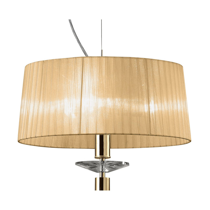 Mantra M3858FG/SBS Tiffany Pendant 3+1 Light E27+G9 French Gold Soft Bronze Shade & Clear Crystal