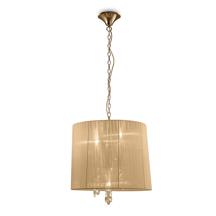 Mantra M3860FG/SBS Tiffany Pendant 3+3 Light E14+G9 French Gold Soft Bronze Shade & Clear Crystal