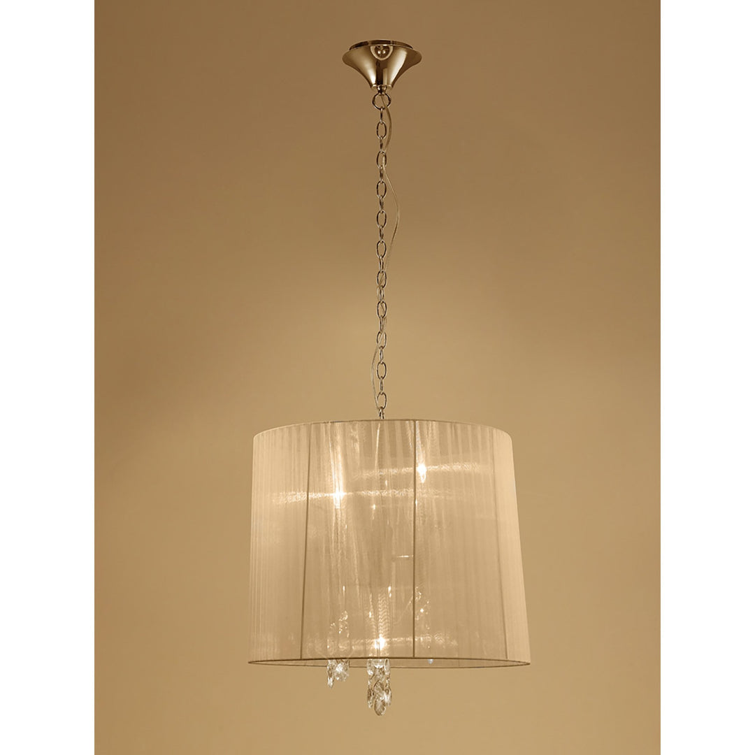 Mantra M3860FG/SBS Tiffany Pendant 3+3 Light E14+G9 French Gold Soft Bronze Shade & Clear Crystal