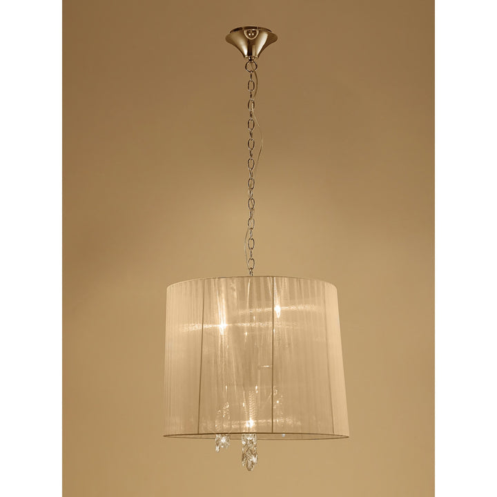 Mantra M3860FG/SBS Tiffany Pendant 3+3 Light E14+G9 French Gold Soft Bronze Shade & Clear Crystal