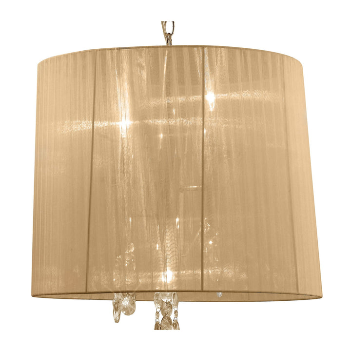 Mantra M3860FG/SBS Tiffany Pendant 3+3 Light E14+G9 French Gold Soft Bronze Shade & Clear Crystal