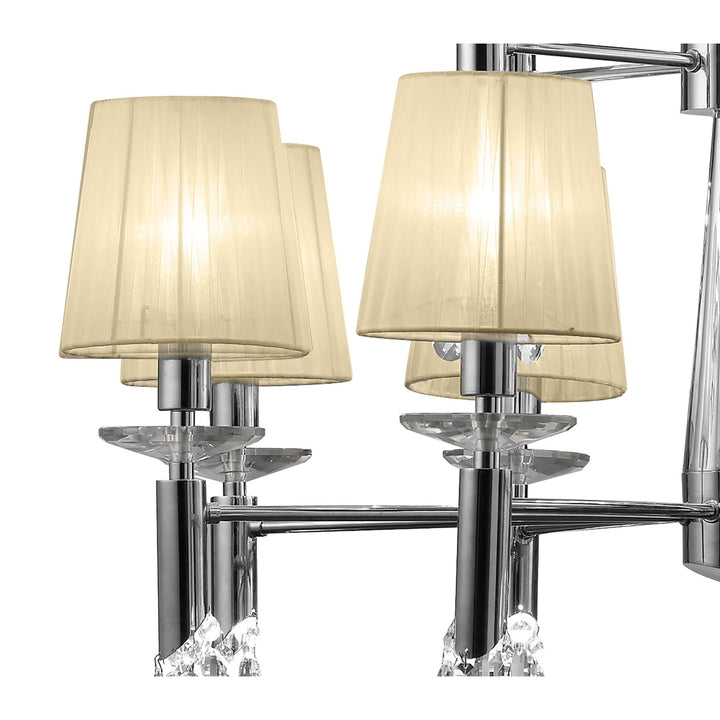 Mantra M3850 Tiffany Pendant 2 Tier 12+12 Light Polished Chrome Cream Shades & Clear Crystal