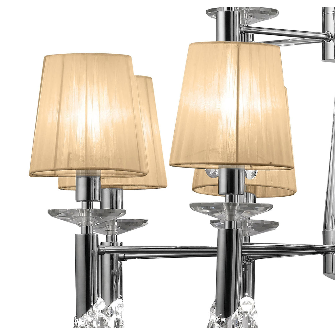 Mantra M3850 Tiffany Pendant 2 Tier 12+12 Light Polished Chrome Soft Bronze Shades & Clear Crystal