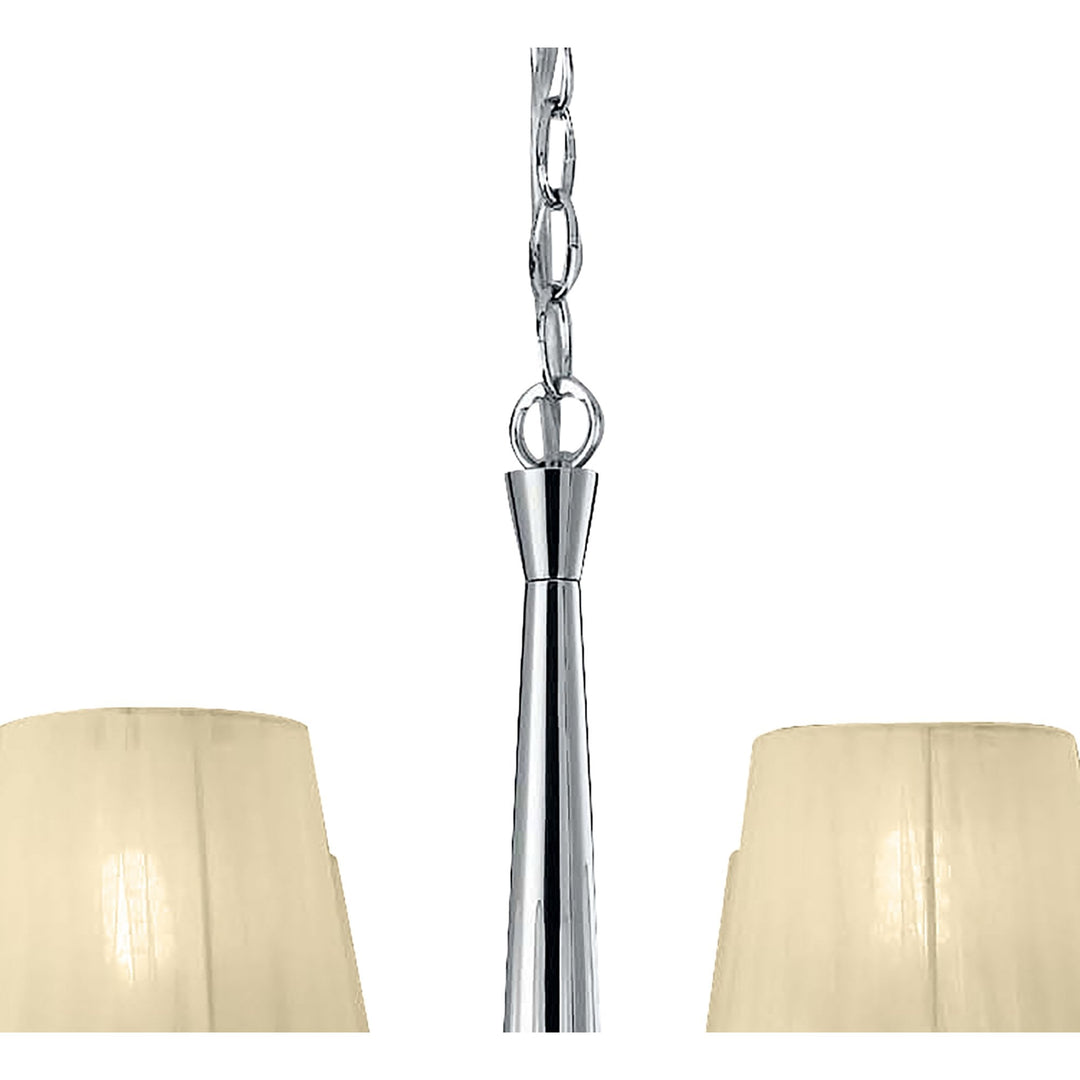 Mantra M3851 Tiffany Pendant 6+6 Light Polished Chrome Cream Shades & Clear Crystal