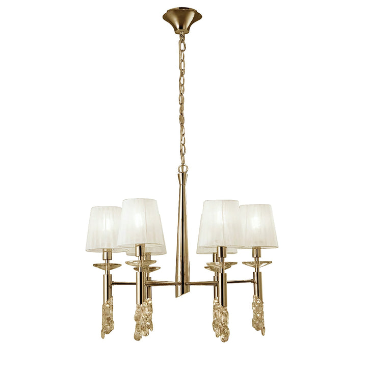 Mantra M3851FG/WS Tiffany Pendant 6+6 Light E14+G9 French Gold White Shades & Clear Crystal