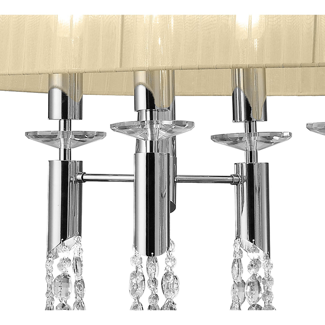 Mantra M3853 Tiffany Pendant 6+6 Light Oval Polished Chrome Cream Shade & Clear Crystal