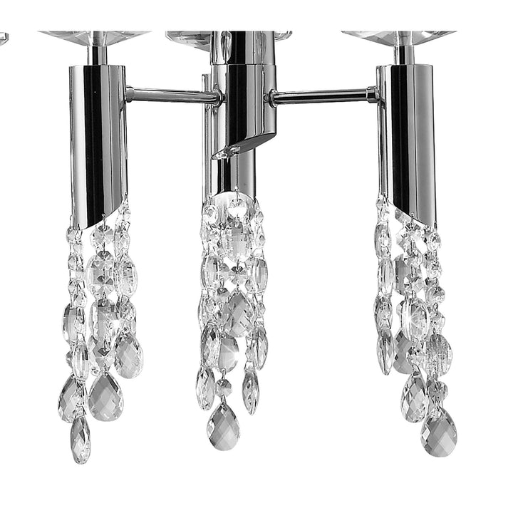 Mantra M3853 Tiffany Pendant 6+6 Light Oval Polished Chrome Soft Bronze Shade & Clear Crystal