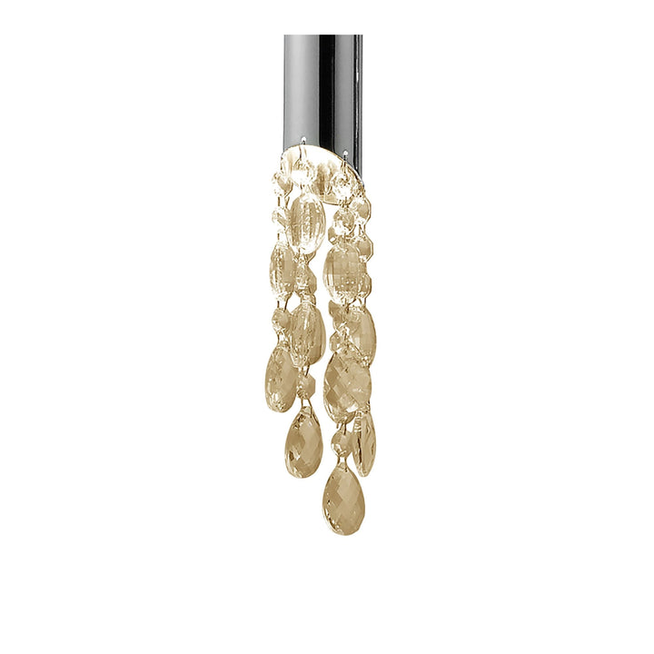 Mantra M3855 Tiffany Pendant 3+3 Light Line Polished Chrome Cream Shades & Clear Crystal