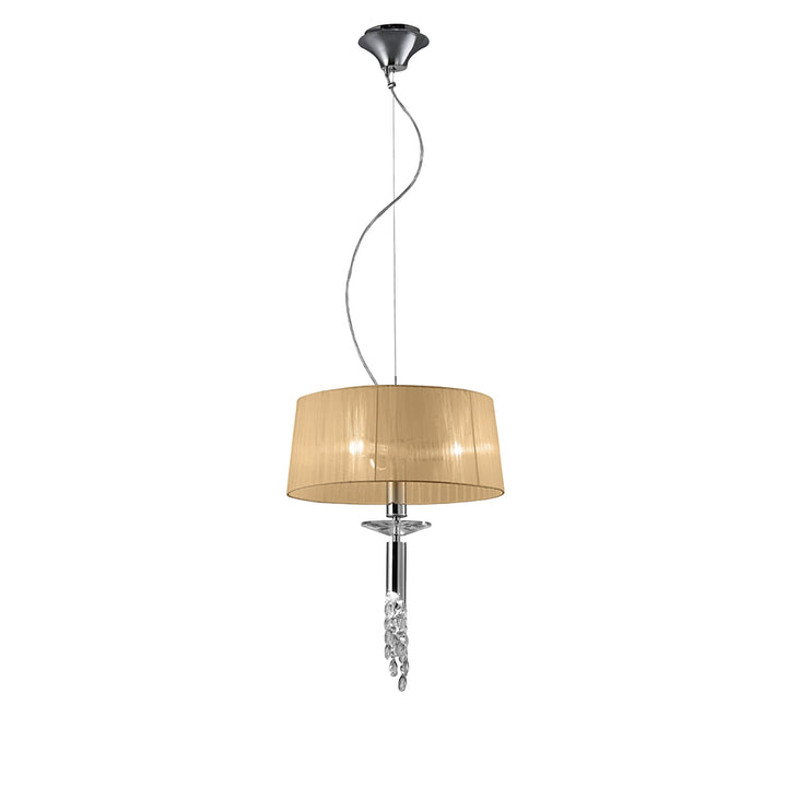 Mantra M3858 Tiffany Pendant 3+1 Light Polished Chrome Soft Bronze Shade & Clear Crystal