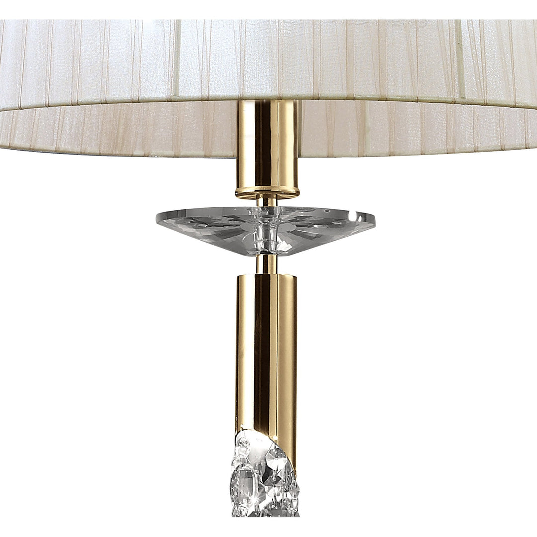 Mantra M3858FG/WS Tiffany Pendant 3+1 Light E27+G9 French Gold White Shade & Clear Crystal