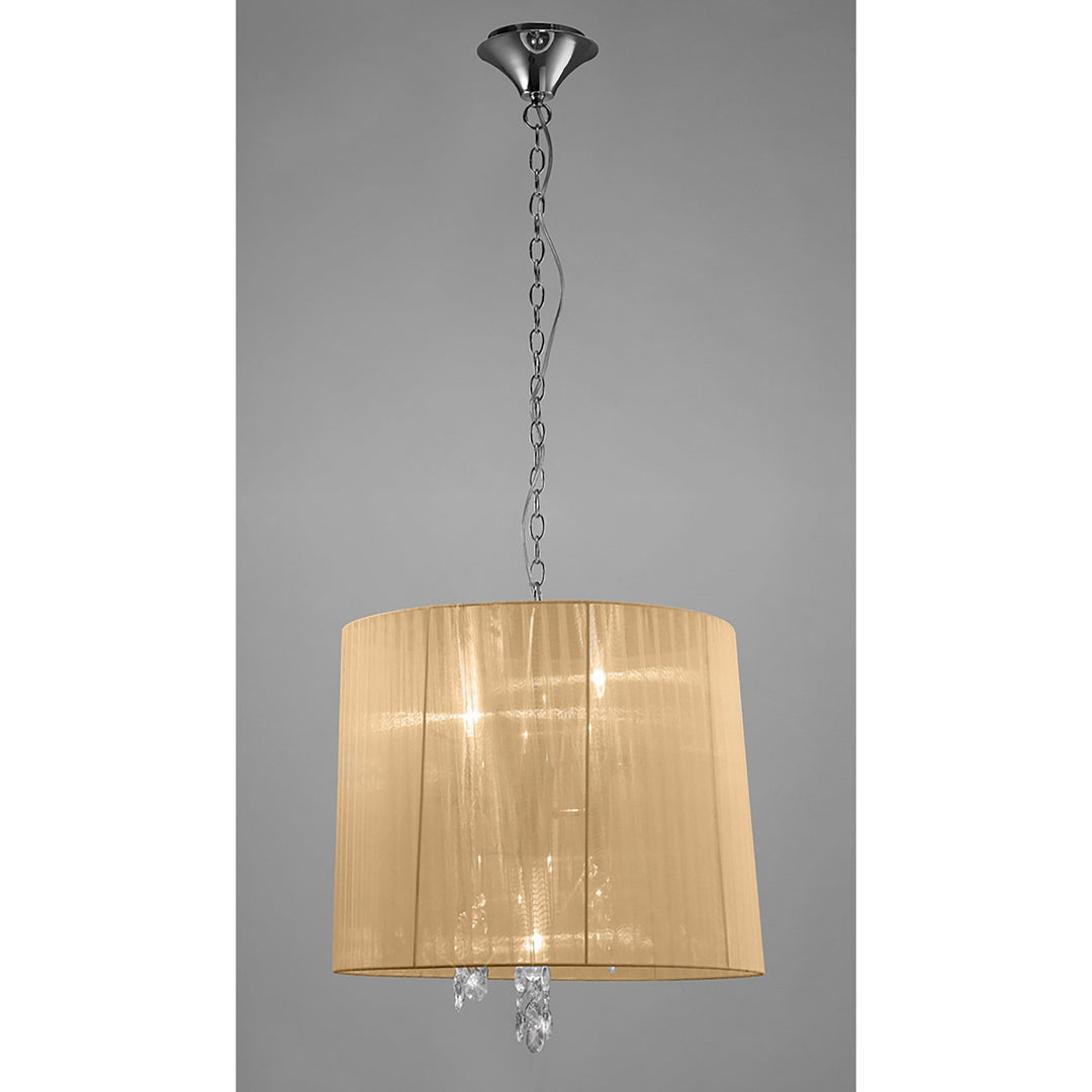 Mantra M3860 Tiffany Pendant 3+3 Light Polished Chrome Soft Bronze Shade & Clear Crystal